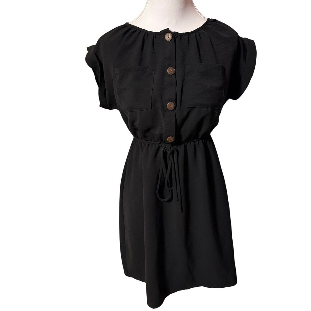 Monteau Black Button Dress S